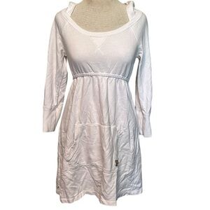 PINK Victoria’s Secret hooded mini dress, white, long sleeve, small